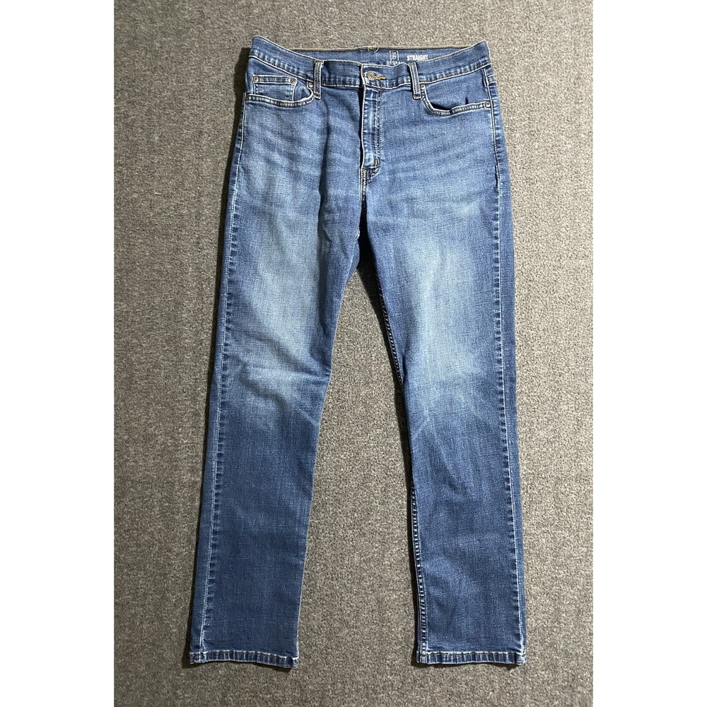 George Men's Jeans Size Blue Denim Straight-Leg Mid-rise 100% Cotton Size 34x32